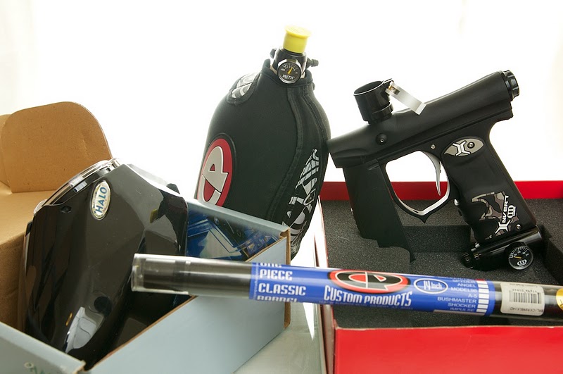 SOLDInvert Mini Paintball Marker, Halo V35 Hopper, CarbonFiber Tank